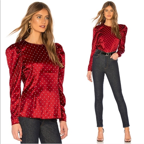 L'Academie The Eleonora Blouse in Ruby Dot - Picture 3 of 6
